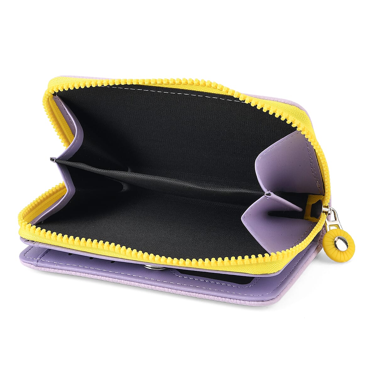  La Marey Purple Faux Leather Fluorescent Zipper Fashion Wallet image number 5