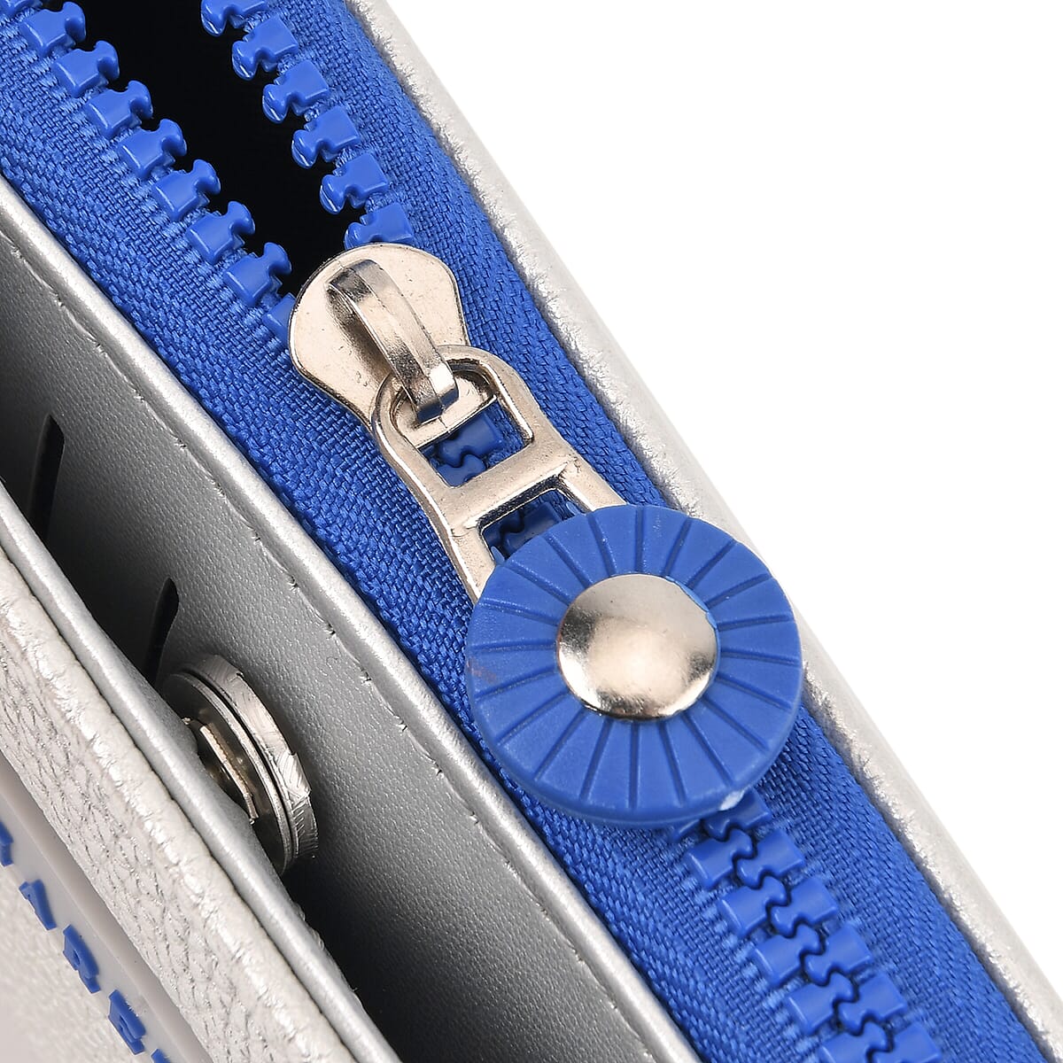  La Marey Silver Faux Leather Fluorescent Zipper Fashion Wallet image number 6