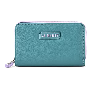  La Marey Teal Faux Leather Fluorescent Zipper Fashion Wallet