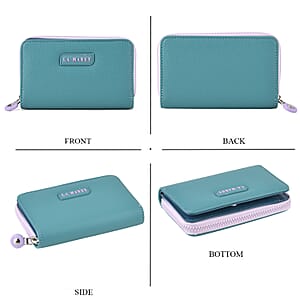  La Marey Teal Faux Leather Fluorescent Zipper Fashion Wallet