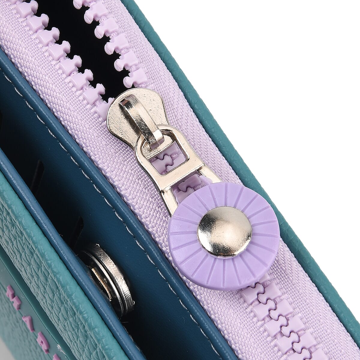  La Marey Teal Faux Leather Fluorescent Zipper Fashion Wallet image number 5