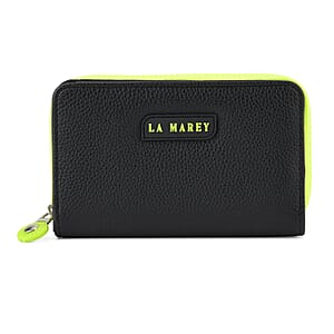  La Marey Black Faux Leather Fluorescent Zipper Fashion Wallet