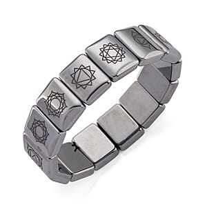 Terahertz 240.00 ctw Block Seven Chakra Engraved Stretch Bracelet