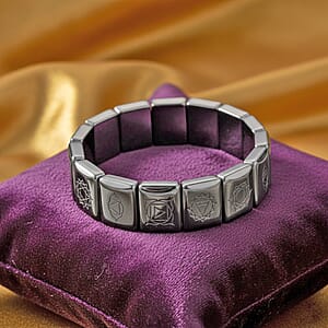 Terahertz 240.00 ctw Block Seven Chakra Engraved Stretch Bracelet