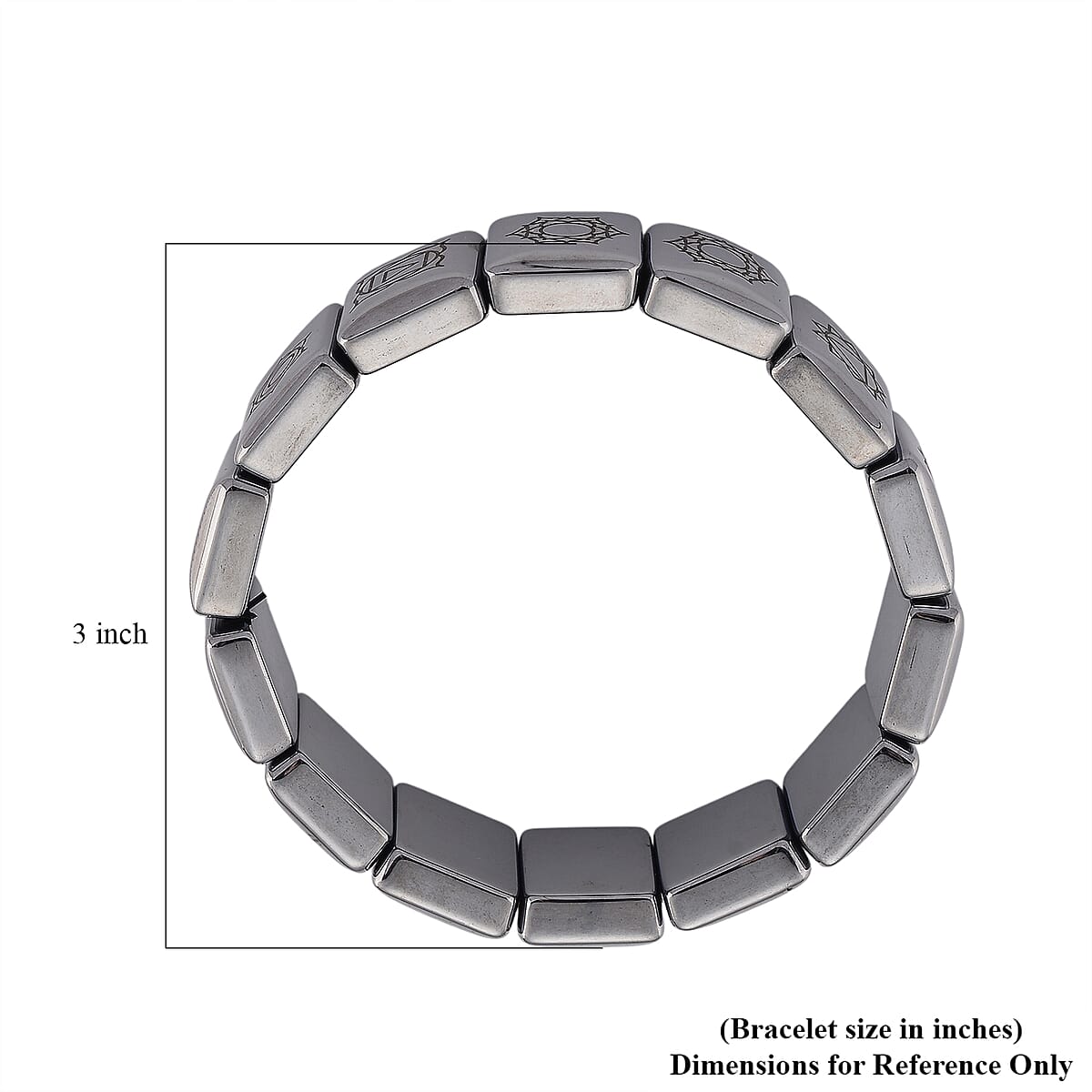 Terahertz 240.00 ctw Block Seven Chakra Engraved Stretch Bracelet image number 5