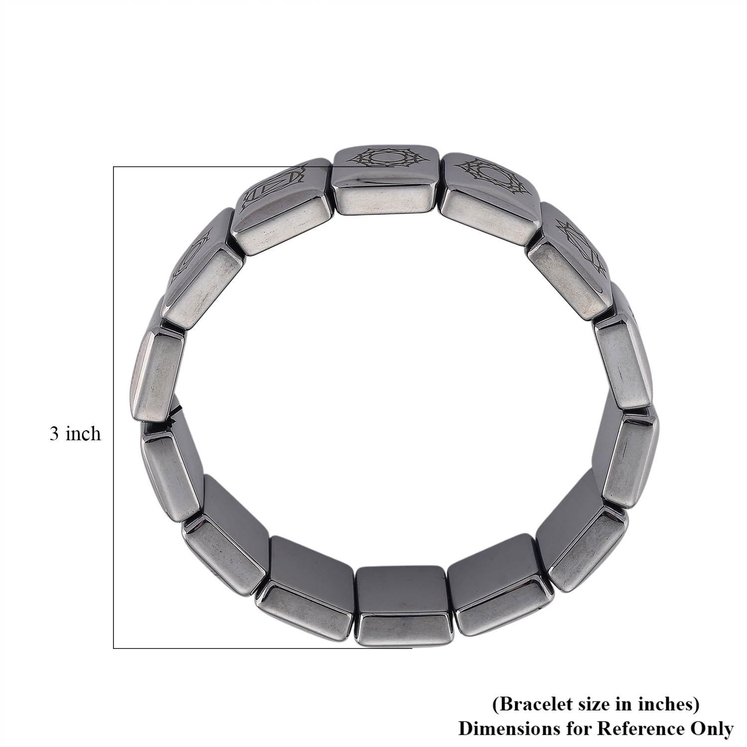 Terahertz 240.00 ctw Block Seven Chakra Engraved Stretch Bracelet