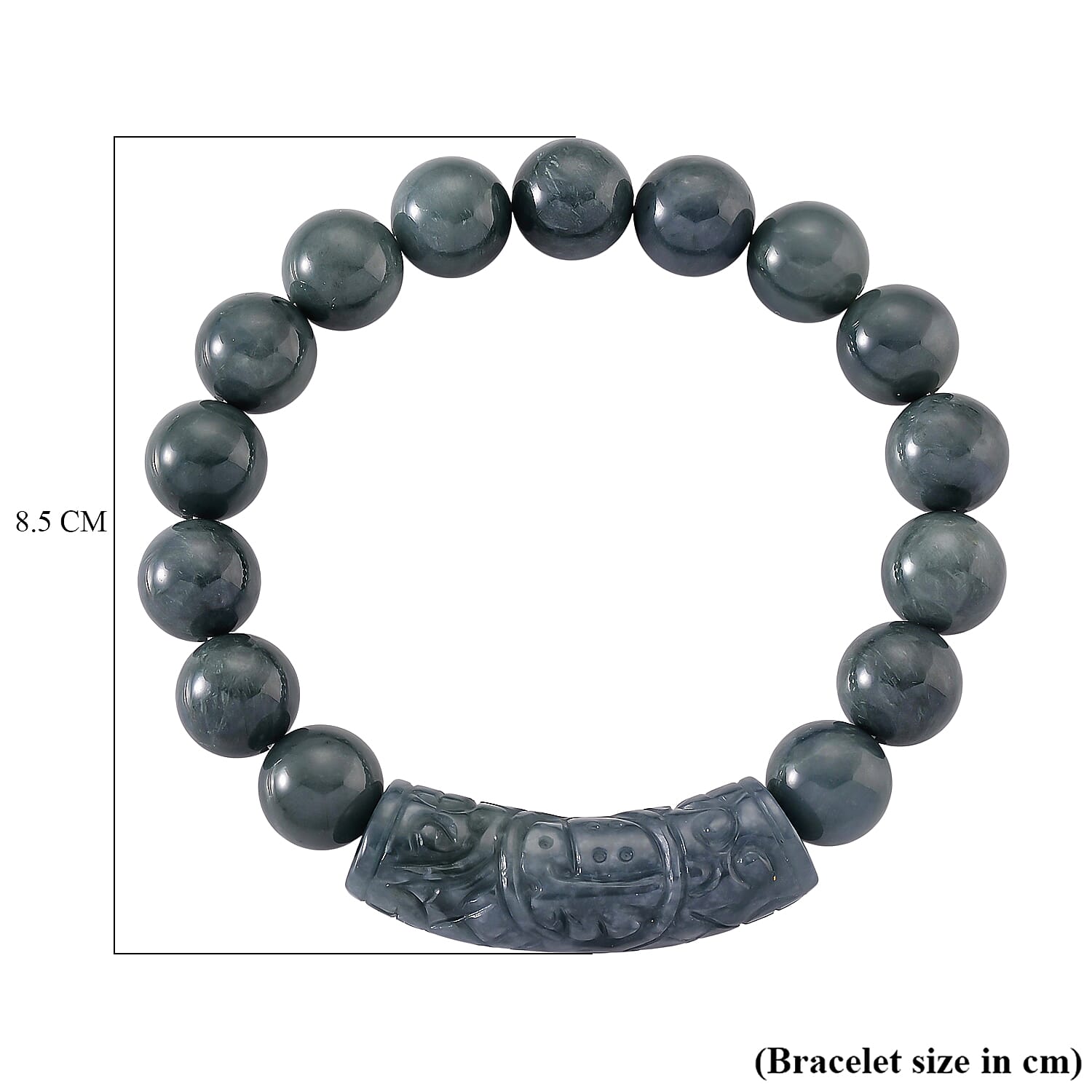 Natural Olmec Jadeite 190.00 ctw Beaded Stretch Bracelet
