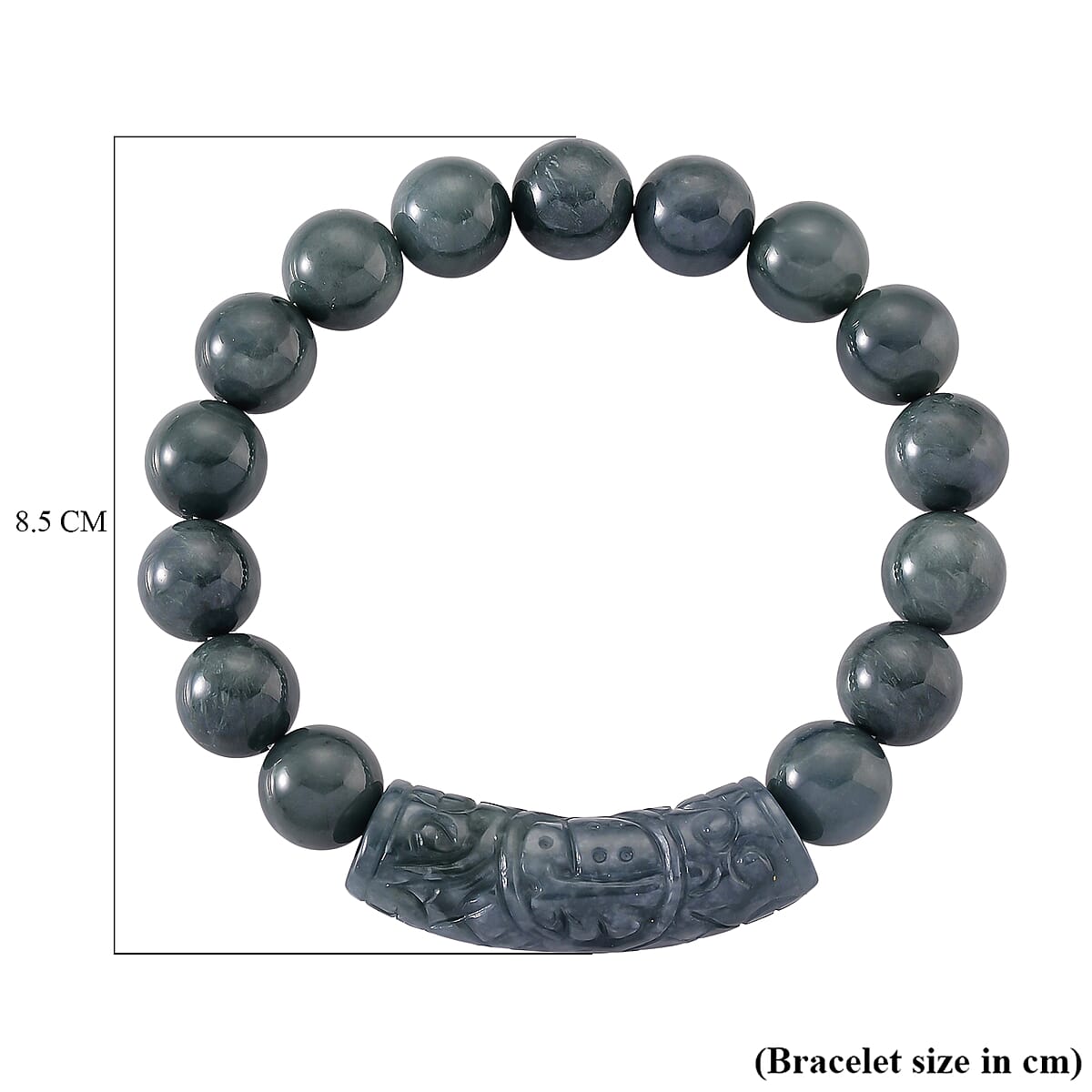 Natural Olmec Jadeite 190.00 ctw Beaded Stretch Bracelet image number 4