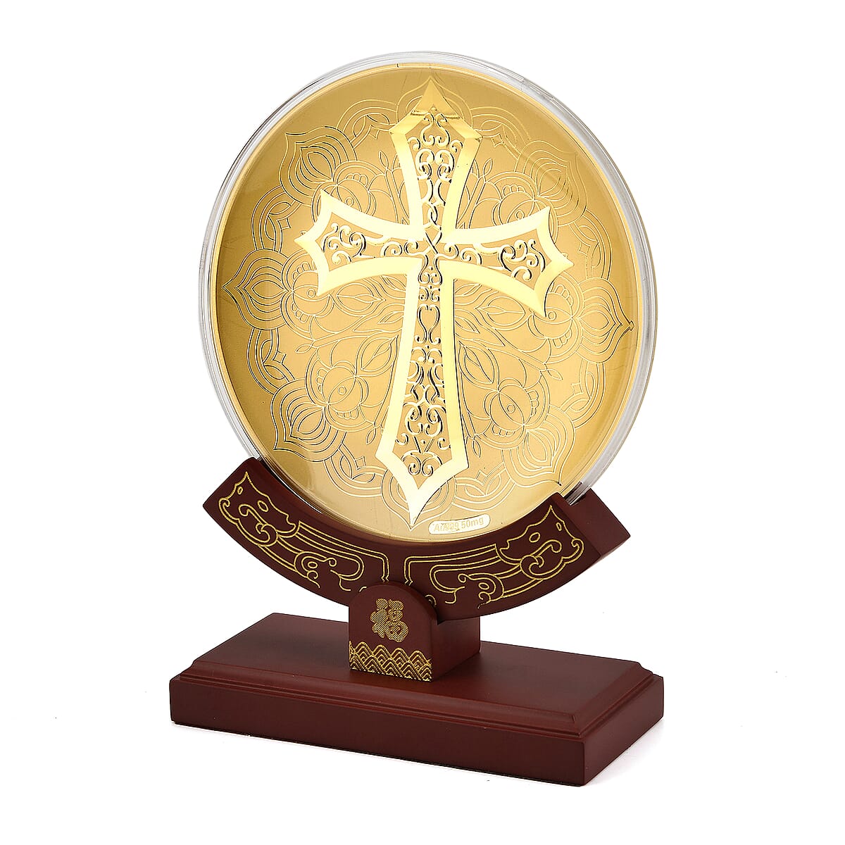 24K Gold Line of Faith Embossed Medallion-Style Ornament &ndash; 160mm (50mg) image number 2