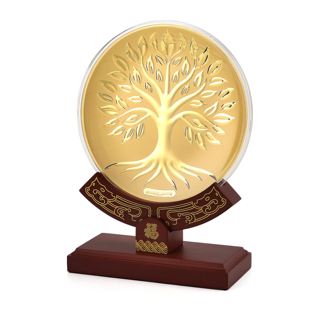 24K Gold Tree of Life Embossed Medallion-Style Ornament &ndash; 160mm (50mg) image number 2