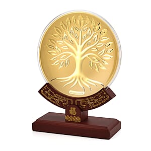 24K Gold Tree of Life Embossed Medallion-Style Ornament &ndash; 160mm (50mg)