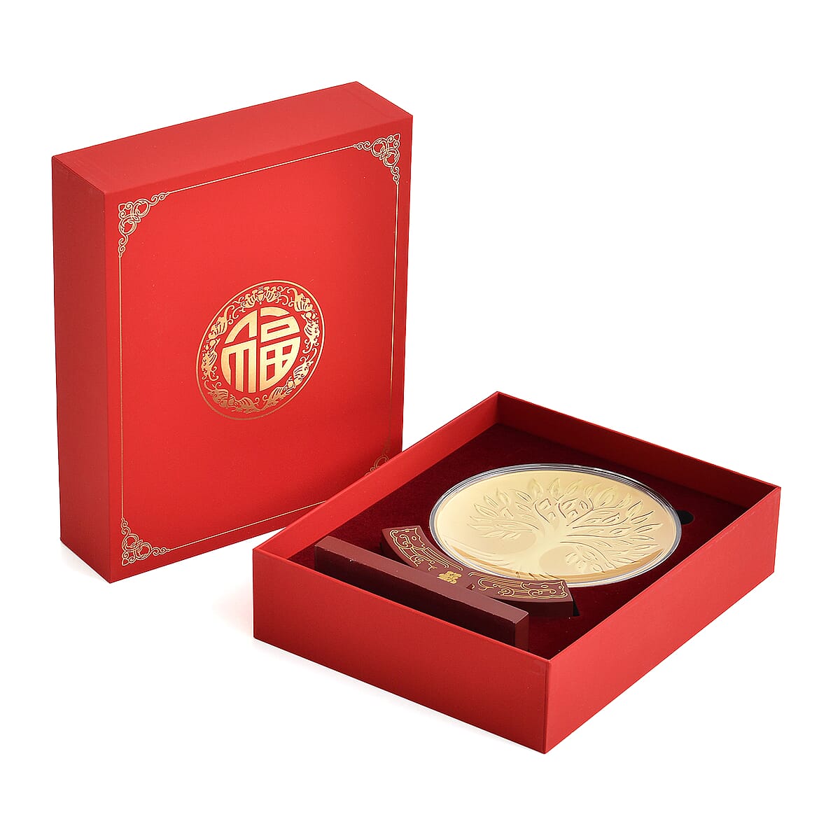 24K Gold Tree of Life Embossed Medallion-Style Ornament &ndash; 160mm (50mg) image number 4