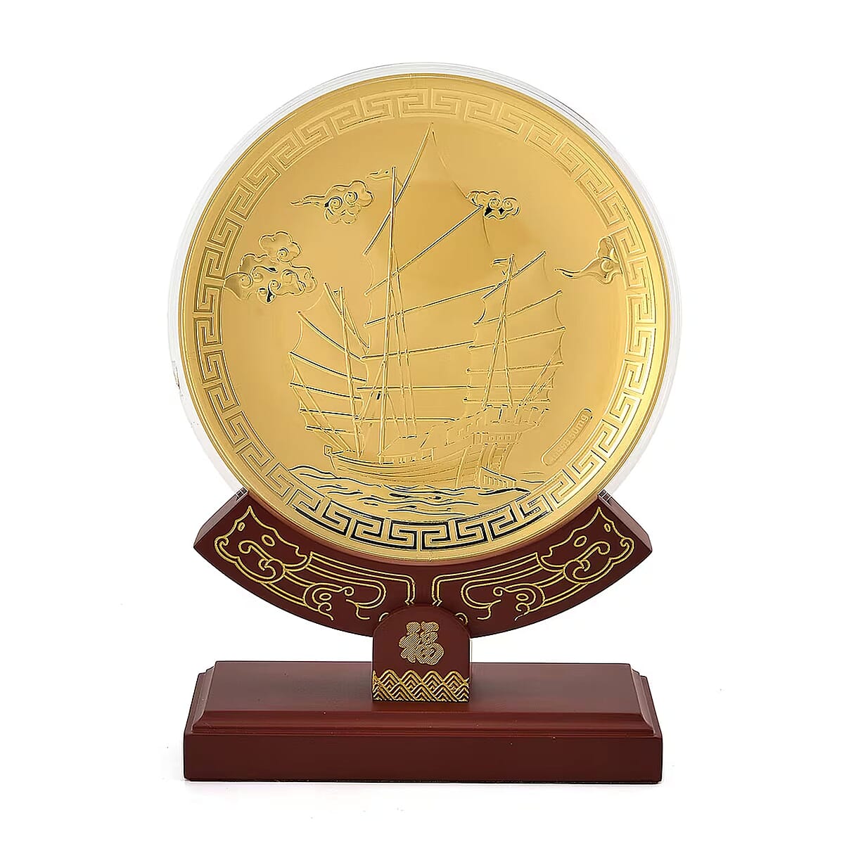 24K Gold Journey of Success and Prosperity Embossed Medallion-Style Ornament &ndash; 160mm (50mg) image number 0