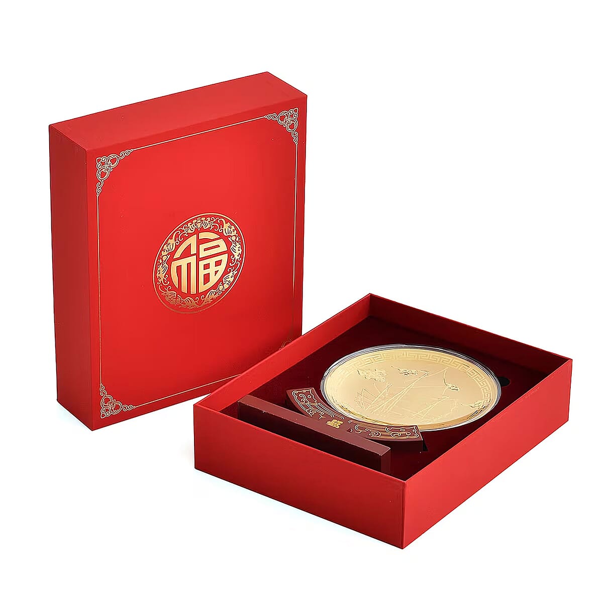 24K Gold Journey of Success and Prosperity Embossed Medallion-Style Ornament &ndash; 160mm (50mg) image number 6