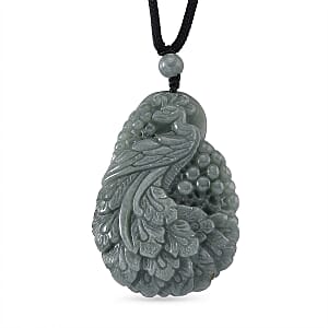 Natural Olmec Jadeite 155.00 ctw Cotton Thread Peacock Necklace 28 Inches