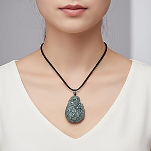Natural Olmec Jadeite 155.00 ctw Cotton Thread Peacock Necklace 28 Inches