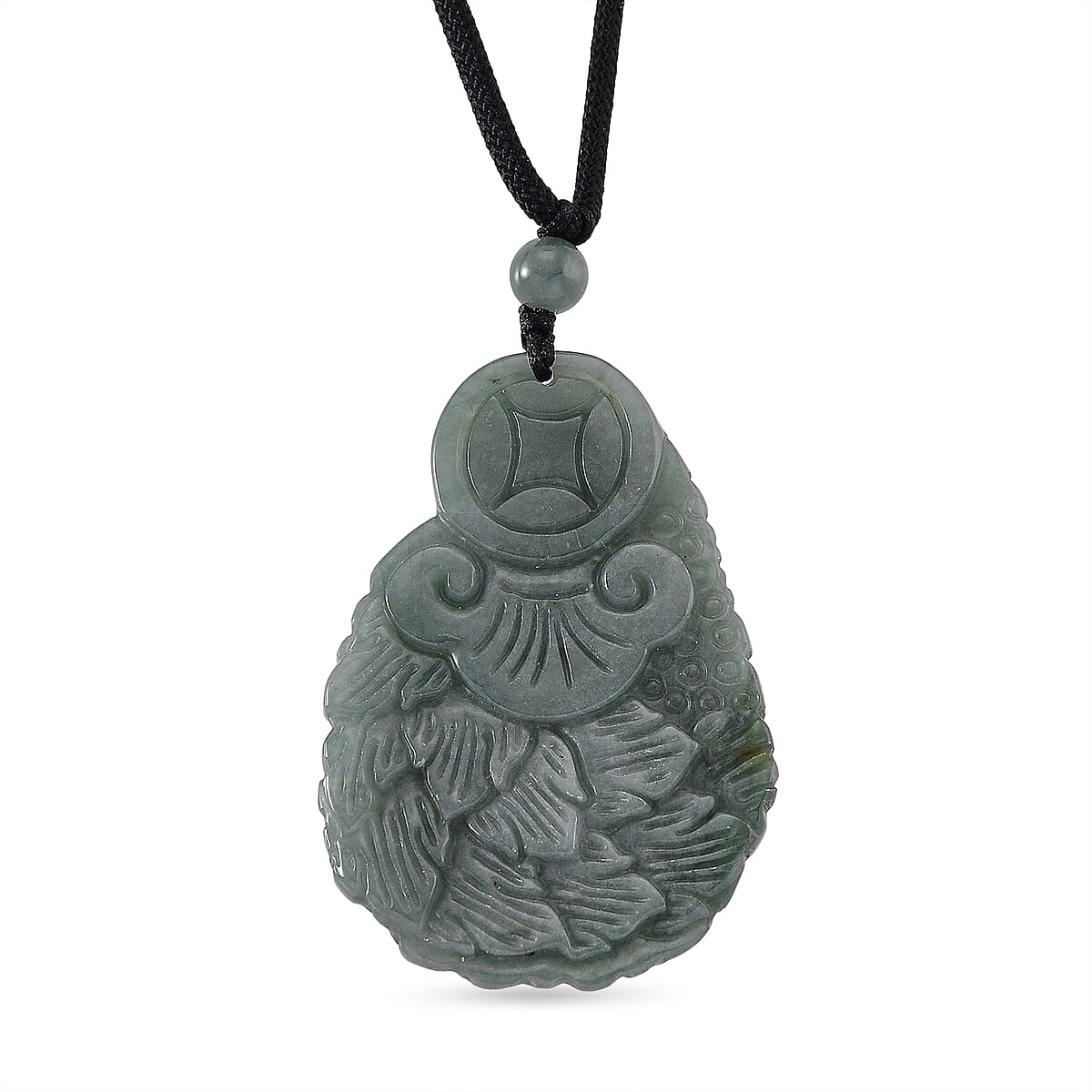 Natural Olmec Jadeite 155.00 ctw Cotton Thread Peacock Necklace 28 Inches image number 4