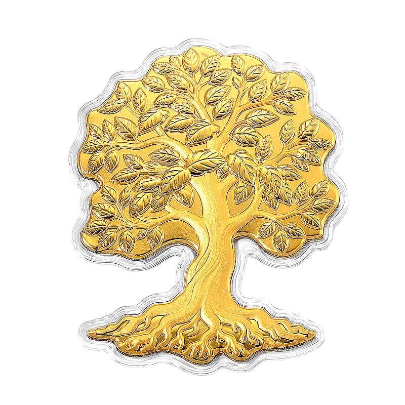 24K Gold Tree of Life - Roots of Strength Embossed Sheet with Book Packaging 107x85mm (10mg)