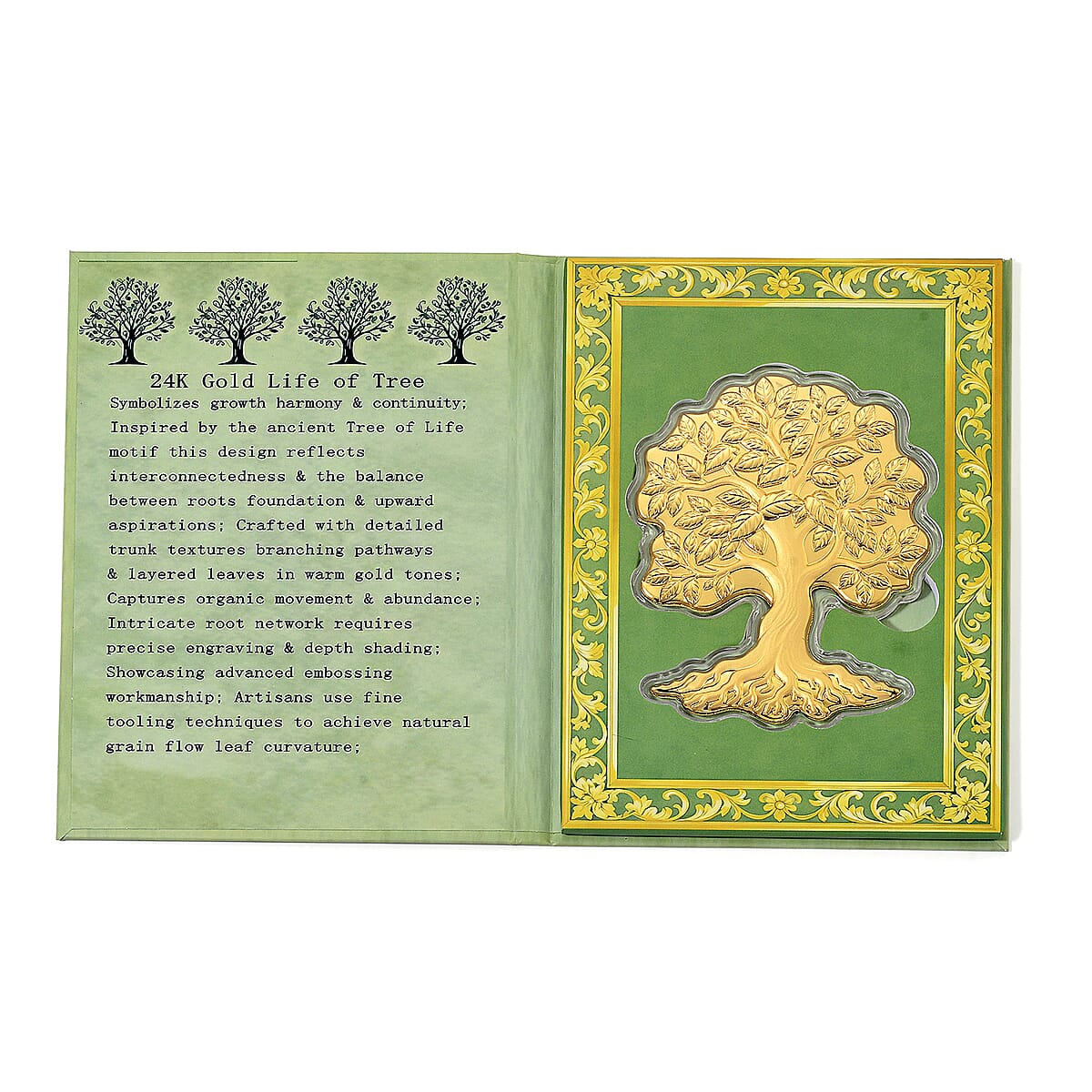 24K Gold Tree of Life - Roots of Strength Embossed Sheet with Book Packaging 107x85mm (10mg) image number 4