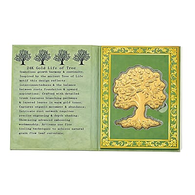 24K Gold Tree of Life - Roots of Strength Embossed Sheet with Book Packaging 107x85mm (10mg)