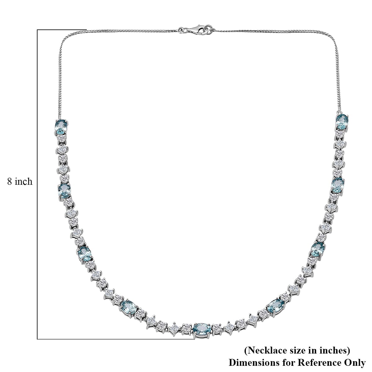 D'Joy Premium Cambodian Blue Zircon and Moissanite 17.40 ctw Ocean Glow Necklace in Rhodium Over Sterling Silver 18 Inches image number 5