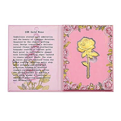 24K Gold Forever Rose - A Symbol of Eternal Love Embossed Sheet with Book Packaging 110x60mm (10mg)