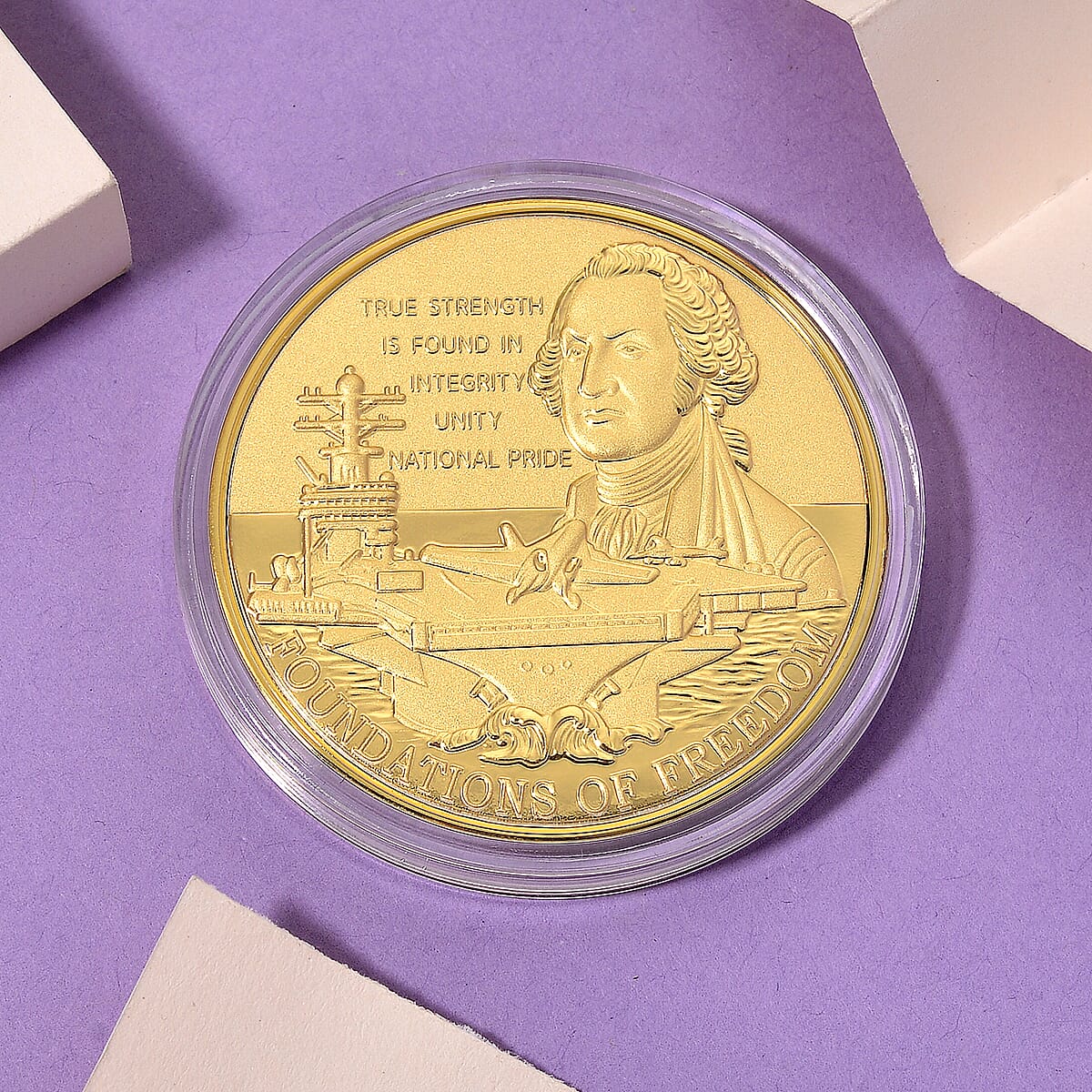 24K Gold Foundations of Freedom &ndash; American Legacy Tribute Medallion Embossed Sheet with Box Packaging 50mm (10mg) (Del. in 8-10 Days) image number 1