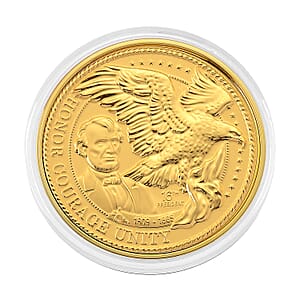 24K Gold Leaders of Freedom - Honor, Courage & Unity Tribute Medallion Embossed Sheet with Box Packaging 50mm (10mg)
