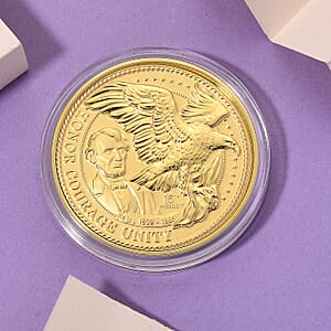 24K Gold Leaders of Freedom - Honor, Courage & Unity Tribute Medallion Embossed Sheet with Box Packaging 50mm (10mg)