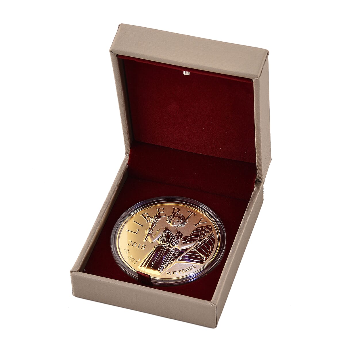24K Gold American Pride - Liberty & Eagle Edition Medallion Embossed Sheet with Box Packaging 50mm (10mg) image number 3
