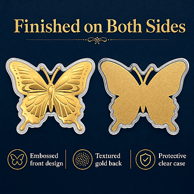 24K Gold Butterfly - A Symbol of Hope & New Beginnings Embossed sheet with Book Packaging 72x85mm (10mg)