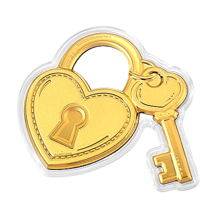 24K Gold Key to My Heart - Forever Locked in Love Embossed Sheet with Book Packaging 75x85mm (10mg) - Product card gallery slide 3 (10178370961721)