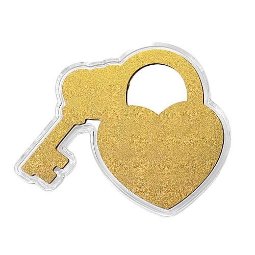 24K Gold Key to My Heart - Forever Locked in Love Embossed Sheet with Book Packaging 75x85mm (10mg) - Product card gallery slide 4 (10178370961721)