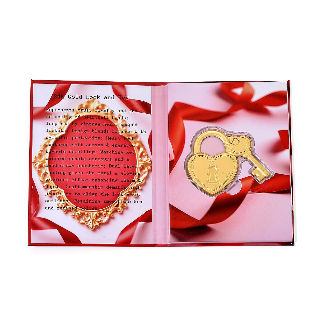 24K Gold Key to My Heart &ndash; Forever Locked in Love Embossed Sheet with Book Packaging 75x85mm (10mg) (Del. in 8-10 Days) image number 4