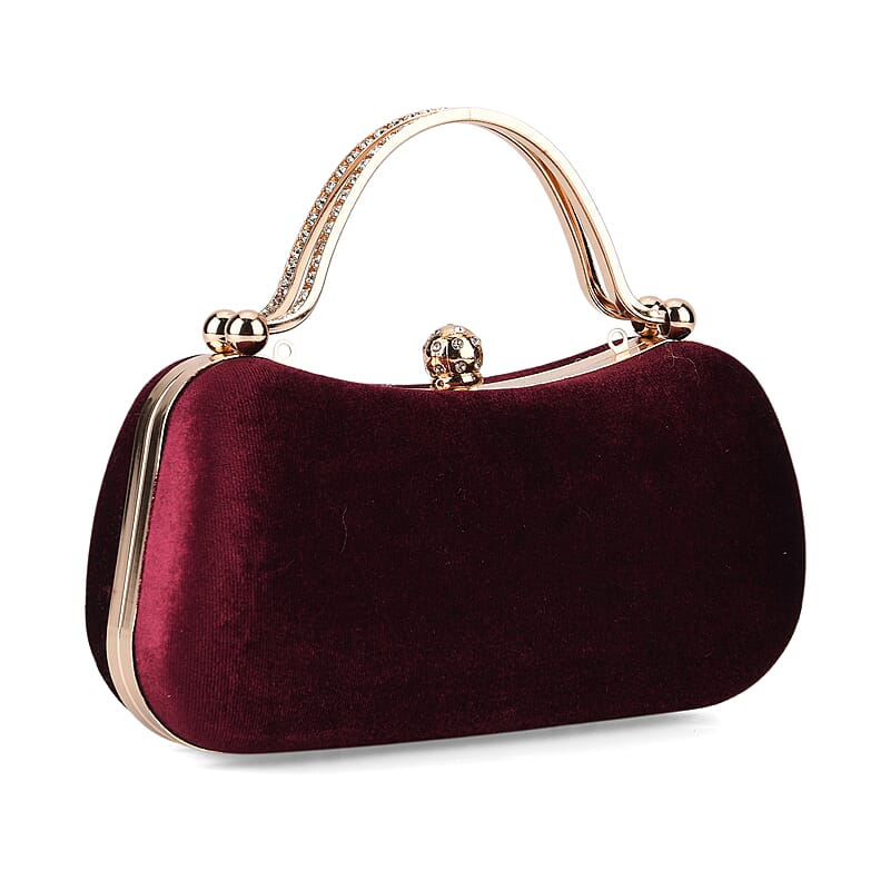 La Marey Wine Modern Clutch Bag with Shoulder Chain Strap