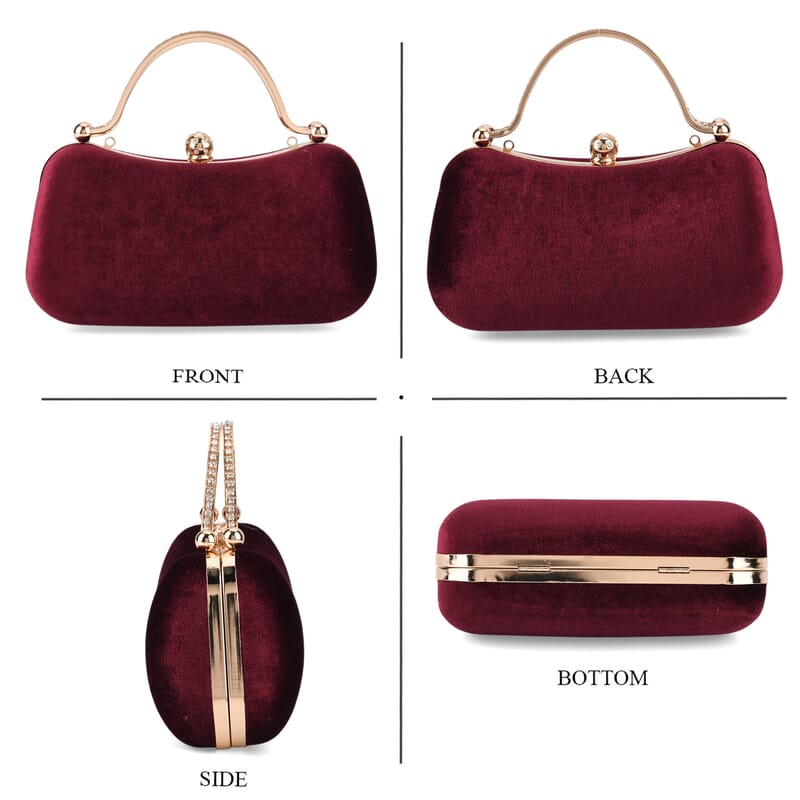 La Marey Wine Modern Clutch Bag with Shoulder Chain Strap