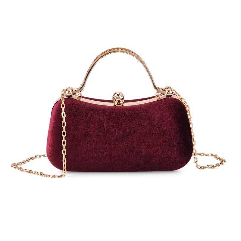 La Marey Wine Modern Clutch Bag with Shoulder Chain Strap