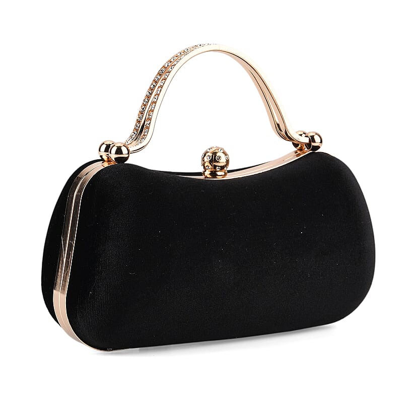 La Marey Black Modern Clutch Bag with Shoulder Chain Strap