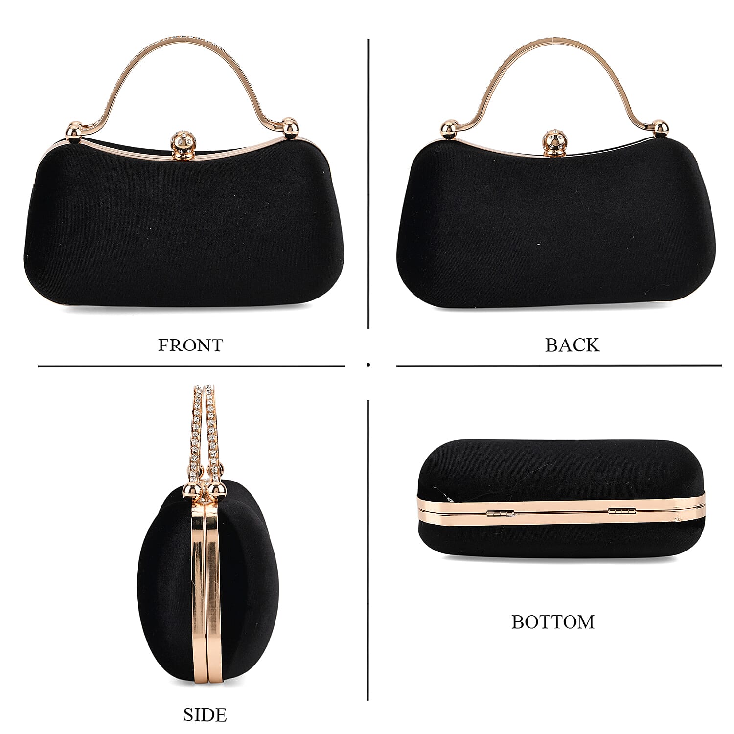 La Marey Black Modern Clutch Bag with Shoulder Chain Strap