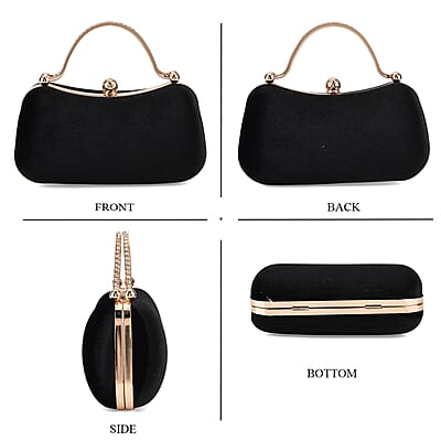 La Marey Black Modern Clutch Bag with Shoulder Chain Strap