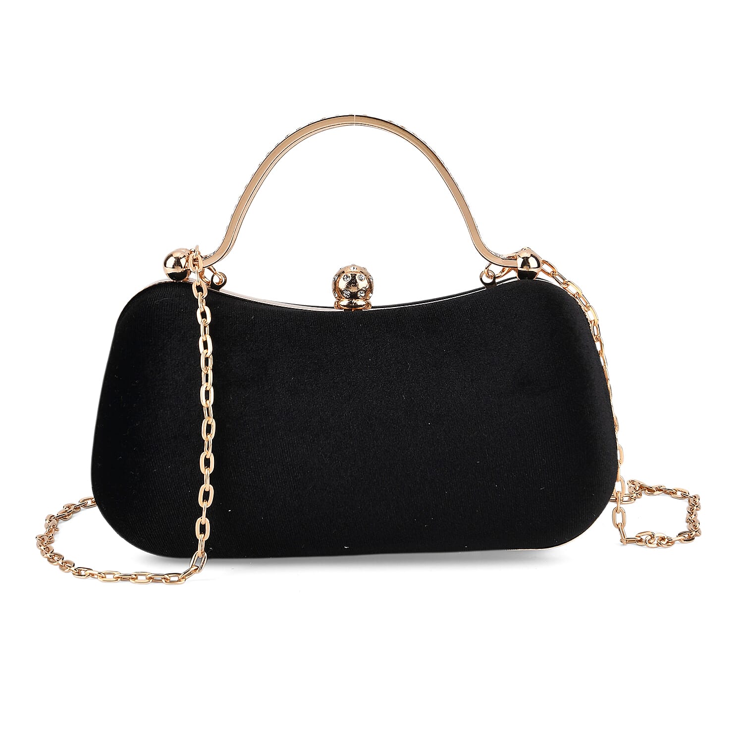 La Marey Black Modern Clutch Bag with Shoulder Chain Strap