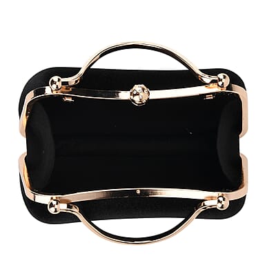 La Marey Black Modern Clutch Bag with Shoulder Chain Strap