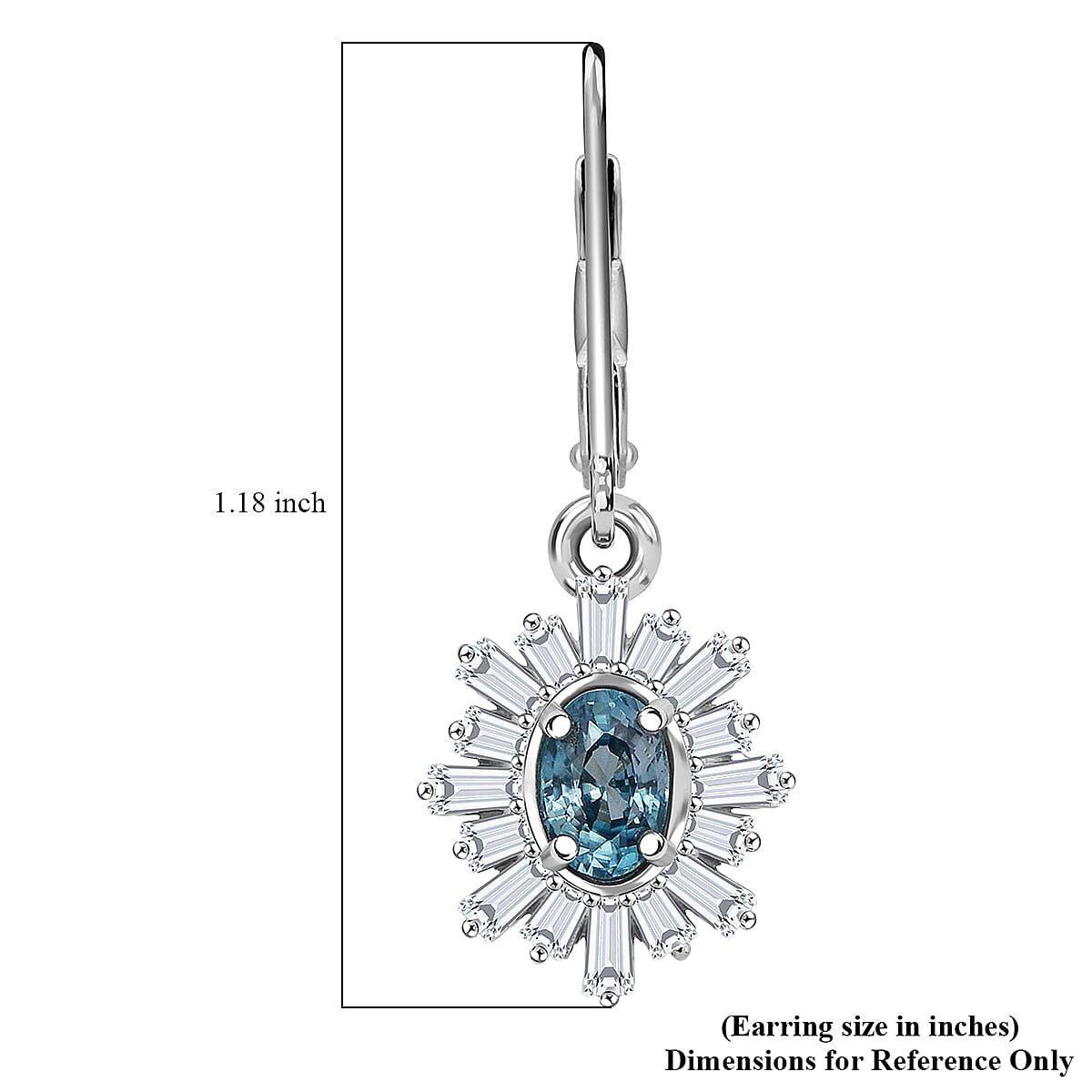 D'Joy Premium Cambodian Blue Zircon and Moissanite 2.60 ctw Azure Flare Earrings in Rhodium Over Sterling Silver image number 6