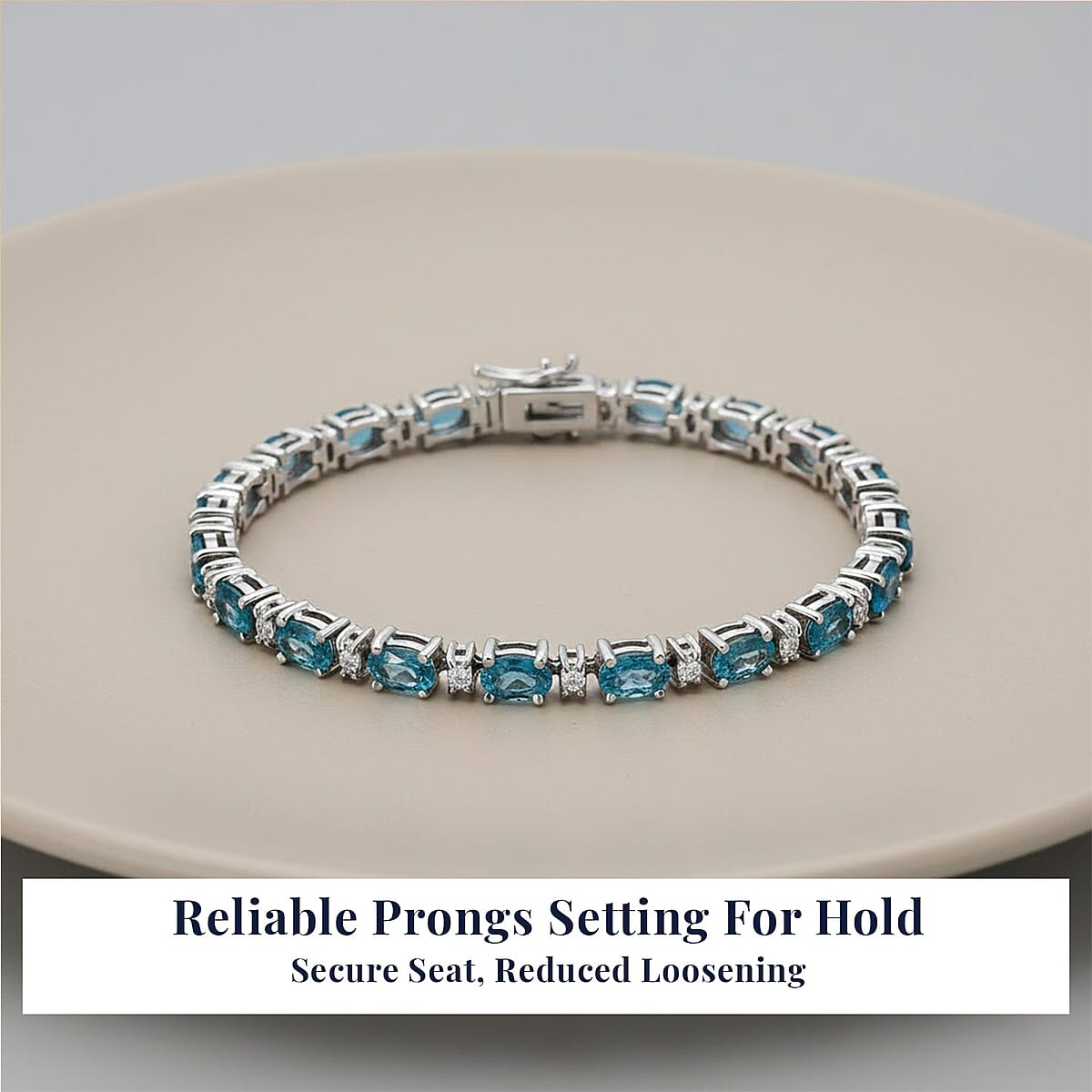 D'Joy Premium Cambodian Blue Zircon and Moissanite 19.10 ctw Ocean Glow Bracelet in Rhodium Over Sterling Silve (8.00 In) image number 4