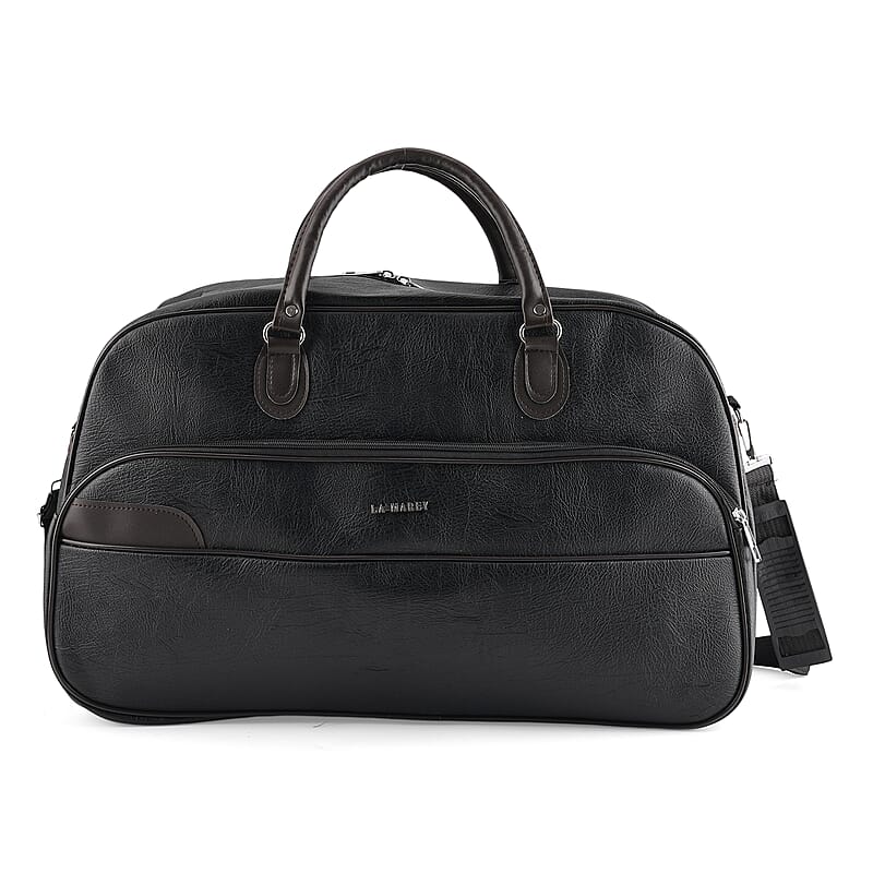 La Marey Black Duffle Travel Bag with Shoulder Strap
