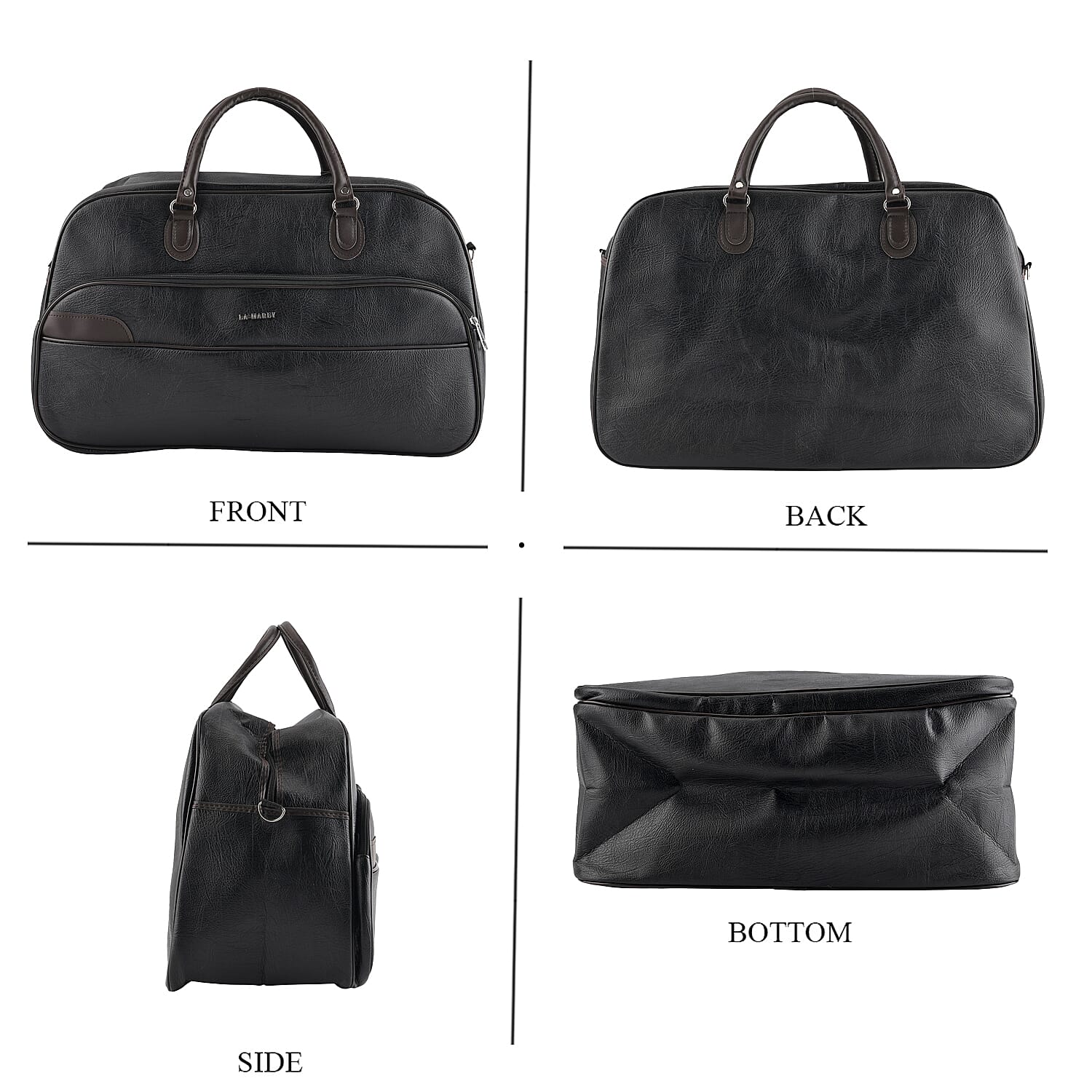 La Marey Black Duffle Travel Bag with Shoulder Strap