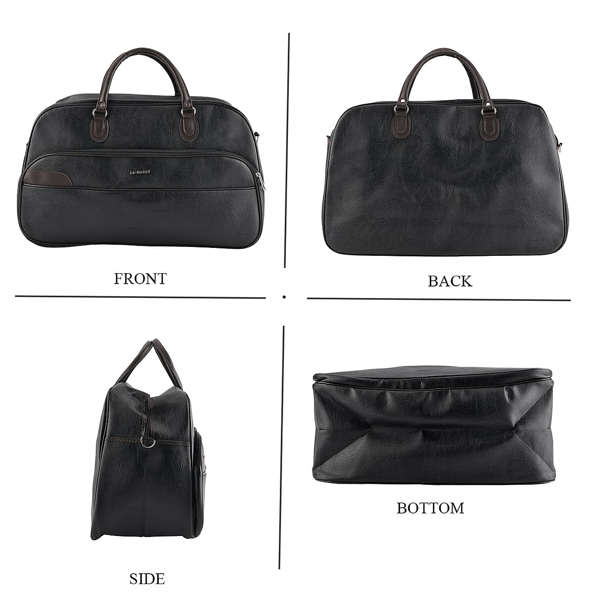 La Marey Black Duffle Travel Bag with Shoulder Strap image number 1