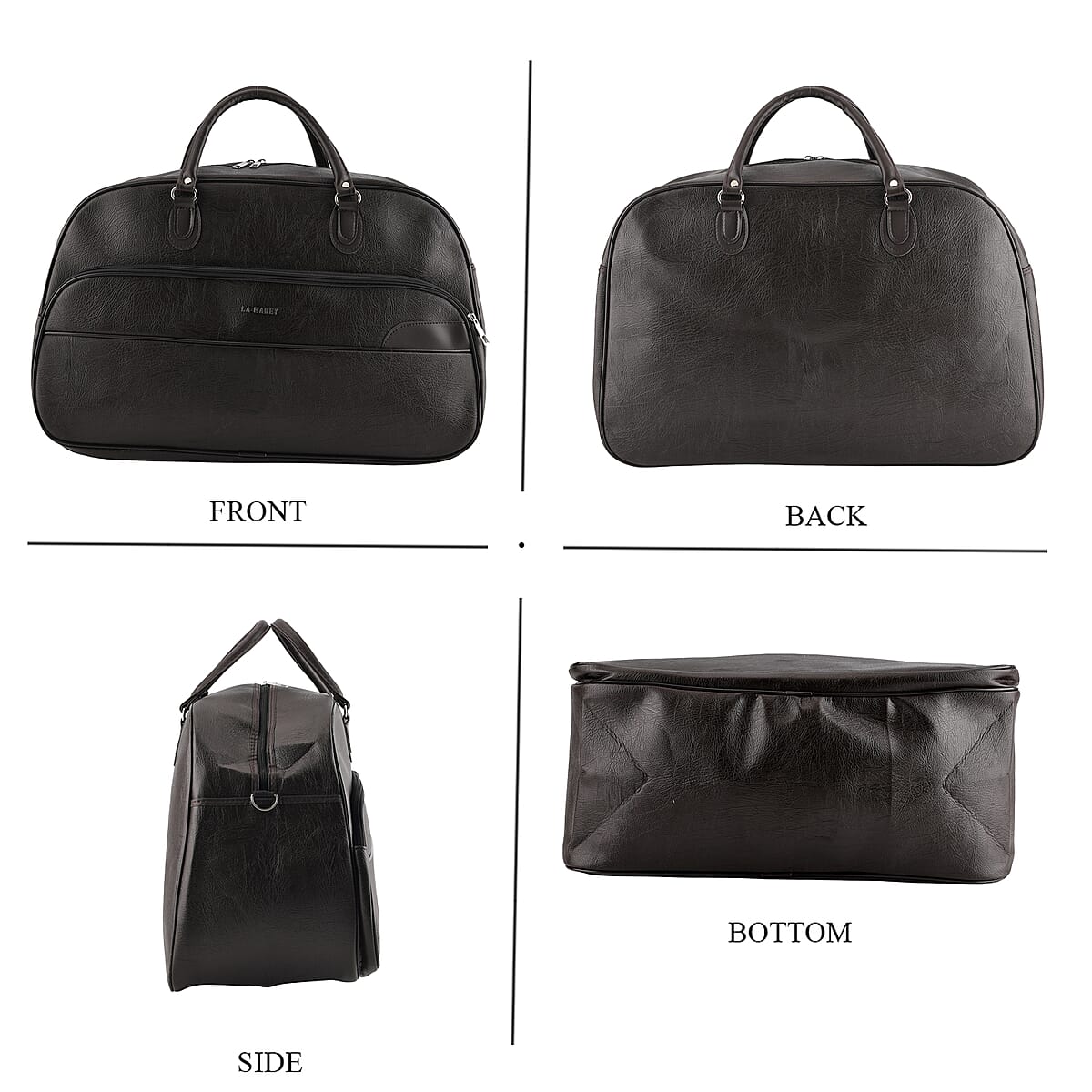 La Marey Dark Brown Duffle Travel Bag with Shoulder Strap image number 1