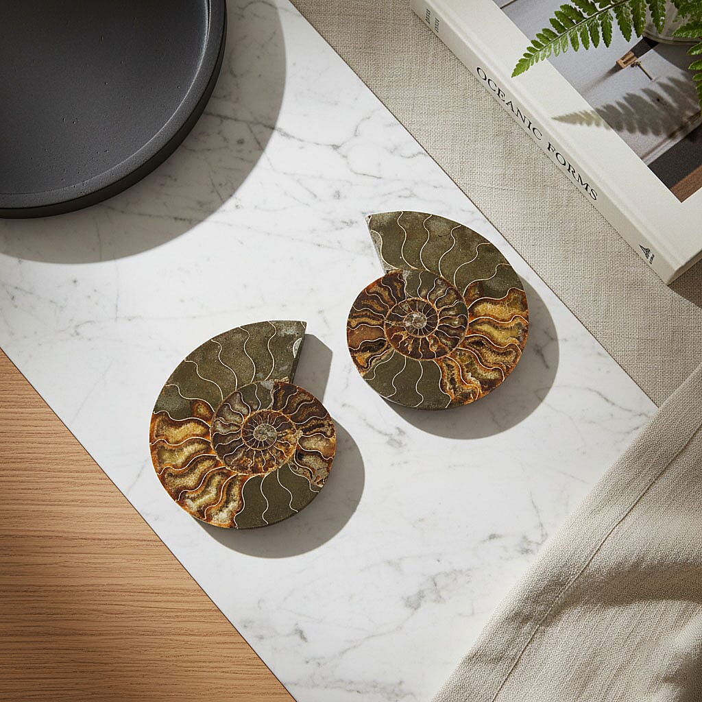 Ammonite Pair 8 Inch To 9 Inch 7711ctw
