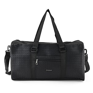 La Marey Black Duffle Travel Bag with Shoulder Strap